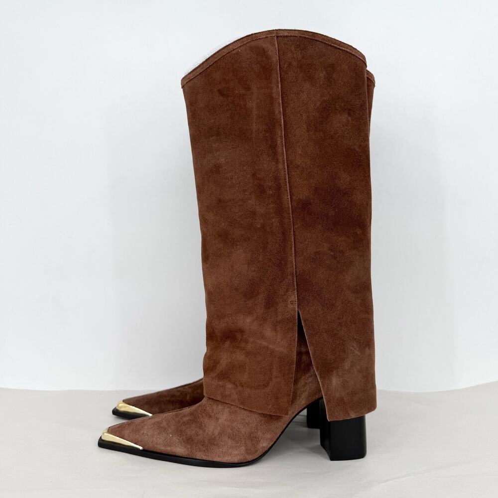 SCHUTZ Womens Raffaela Up Cloak Knee High Boots US 9 M Root Brown Suede NWOB - Picture 11 of 14